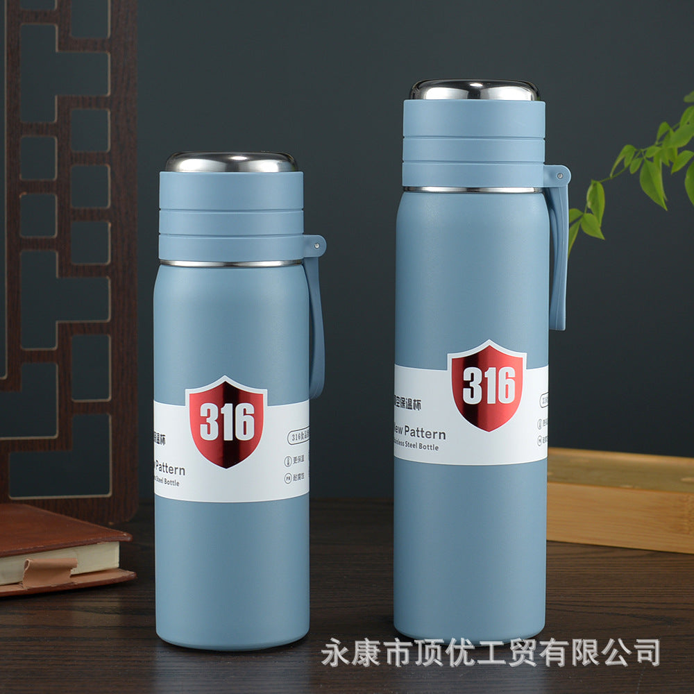 316 handle cup wholesale portable tea cup tea water separation large capacity car water cup full steel lid gift logo