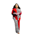 Leopard print patchwork batwing top and pants set - cross-border sourcing - african women's clothing