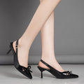 Pointed toe bow detail low-cut stiletto heel closed-toe sandals - women's spring/summer 2025 high heel single shoes with back strap