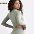 European and american style half-zip long sleeve yoga top - compression running activewear for high-intensity outdoor workouts - women's quick-dry yoga shirt