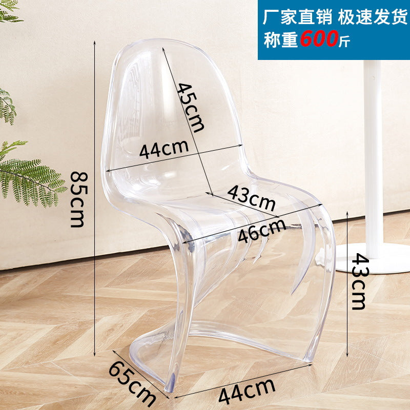 Pantone chair art light luxury dining chair popular transparent plastic chair scandinavian for home modern casual backrest makeup stool