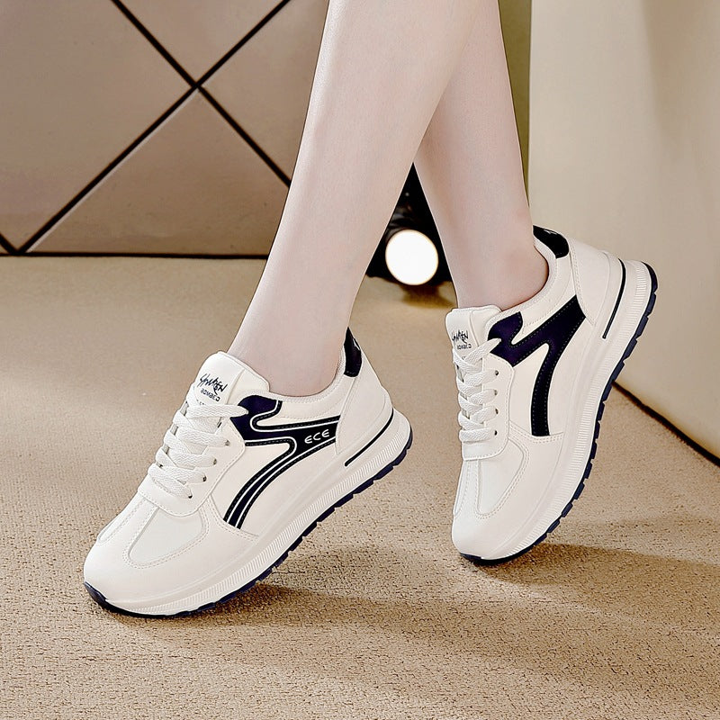 plus size flat sneakers, white canvas shoes, lightweight soft sole non-slip women's autumn skate shoes, casual sneakers for women