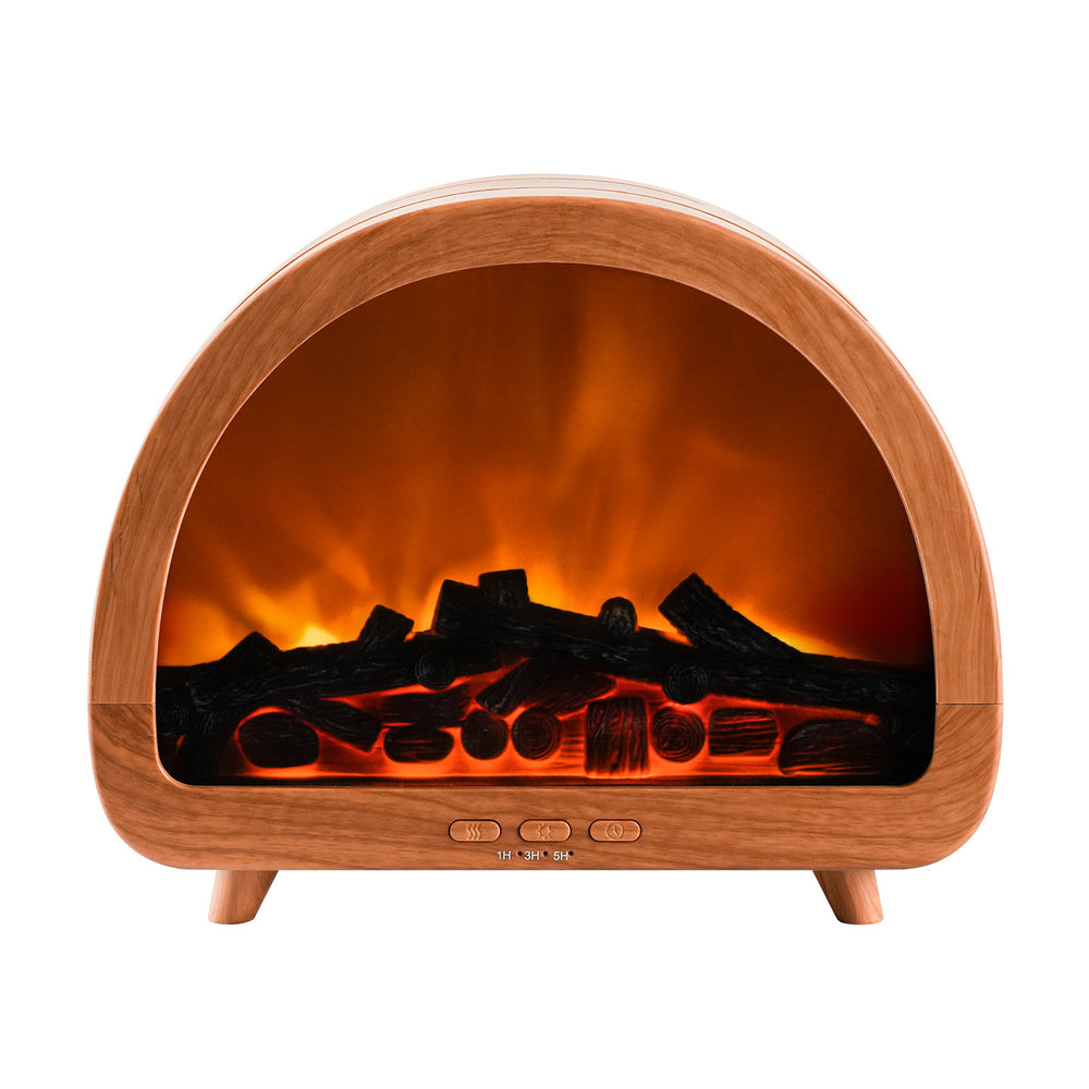 Wood grain fireplace aromatherapy machine cross-border popular desktop fragrance machine running horse colorful lamp humidifier diffuser retro style
