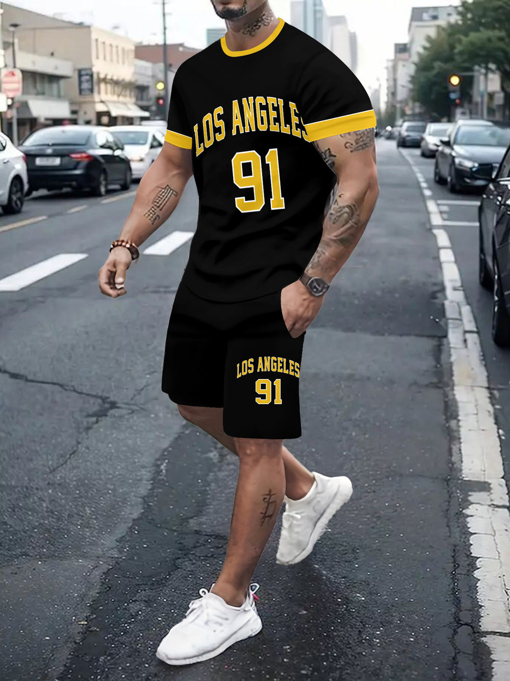 Men's casual sports set - short sleeve & shorts - summer hot seller - cross-border fashion - two-piece leisure outfit