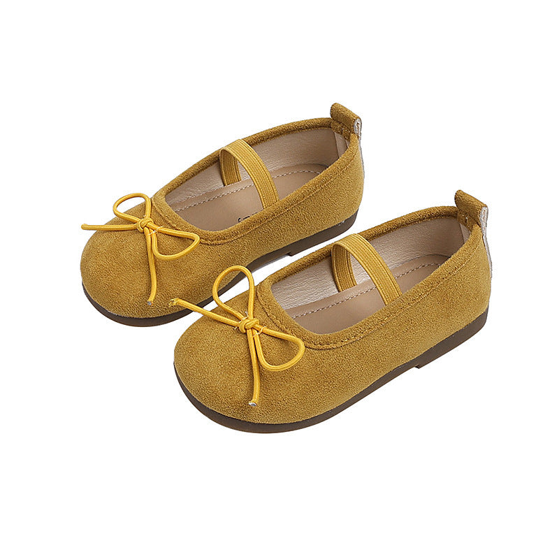 Vancahao kids mary jane leather shoes  spring/autumn new girls' bow princess shoes soft sole dance shoes