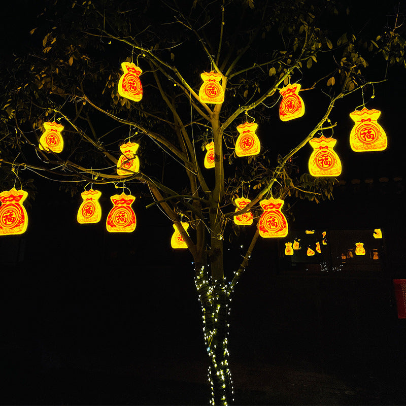 LED rattan ball 3D lucky bag flat panel lucky bag star light outdoor waterproof project bright hanging tree street lighting decorative light