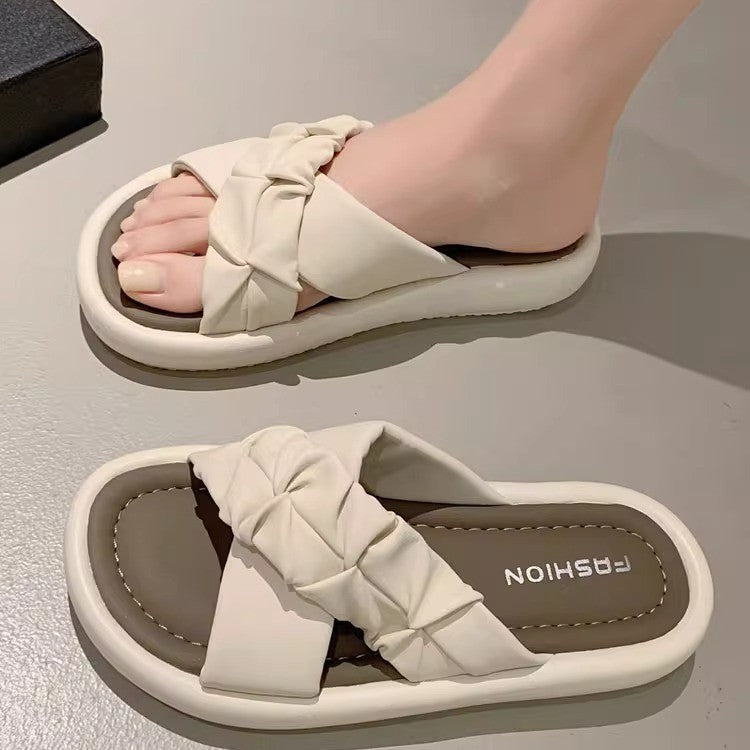 Trendy platform slides for women - summer 2026 new arrivals: versatile, non-slip, korean style beach sandals for summer