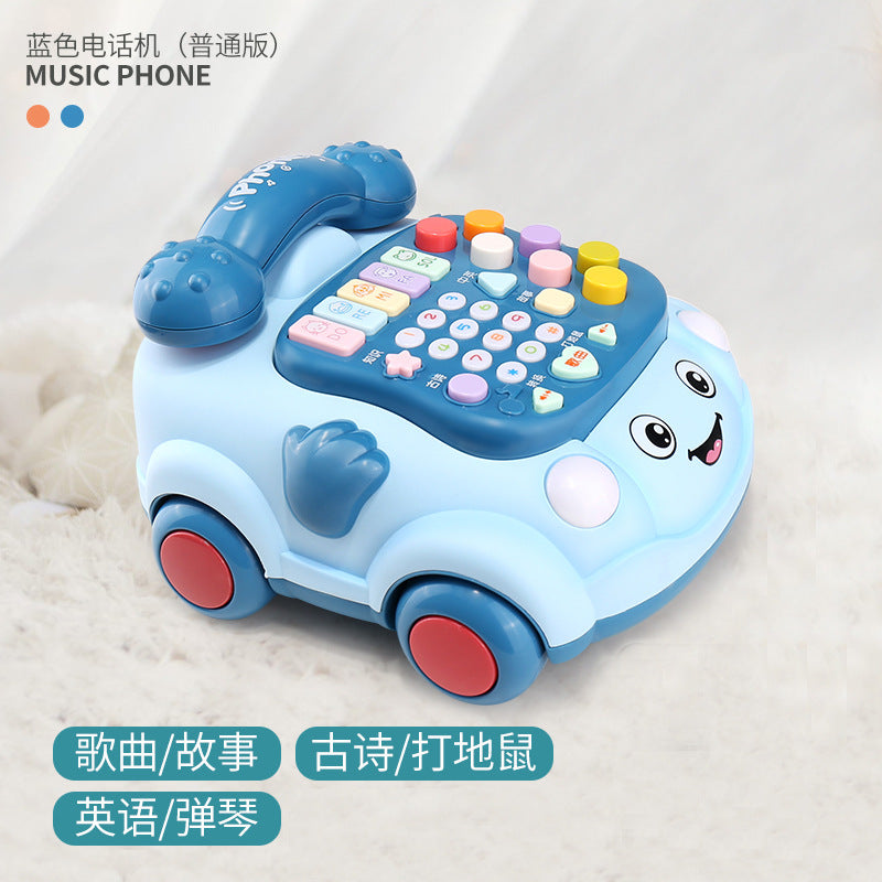Infant & toddler light & sound telephone toy - educational & early learning pull-along toy for boys & girls