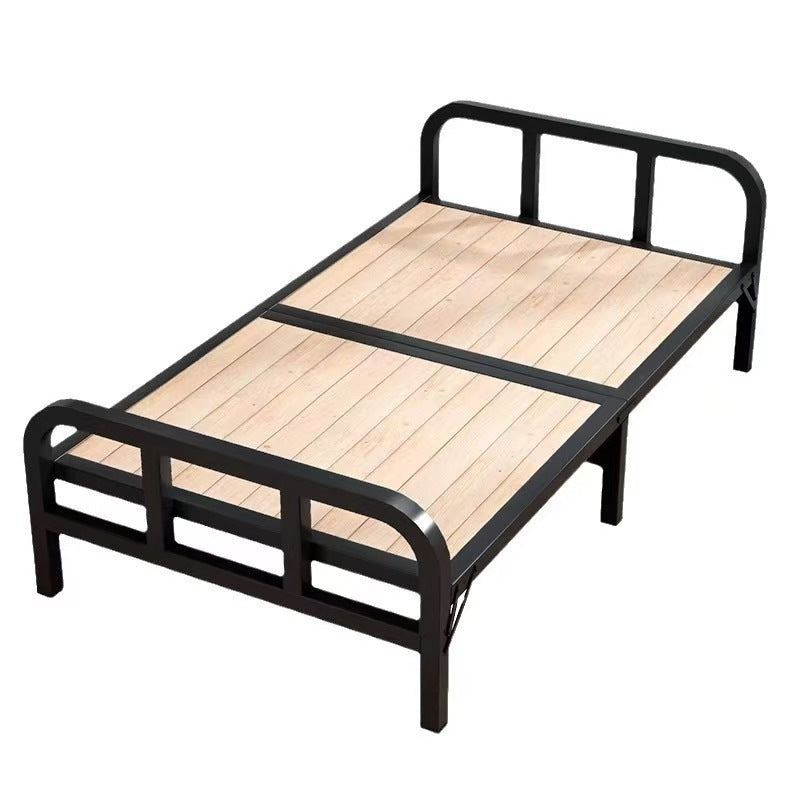 Steel and wood foldable bed single bedfor homeadult lunch break simple bed double bed 1.2m dormitory rental iron bed