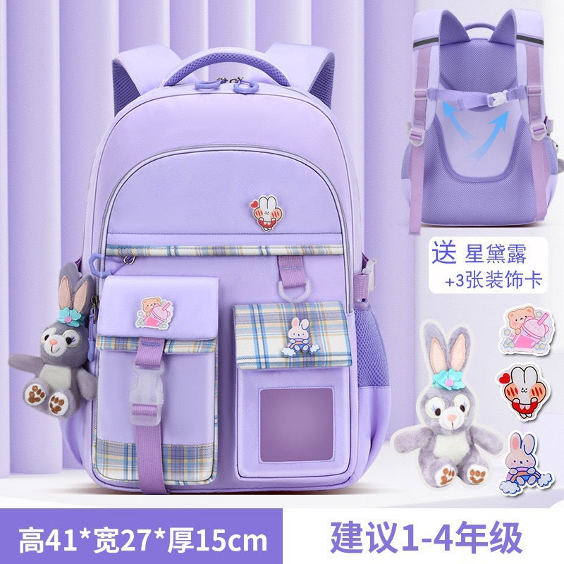 Manufacturer's new schoolbag for primary school students, female cute, lightweight, ridge protection, large-capacity high-quality children's backpack 1-6