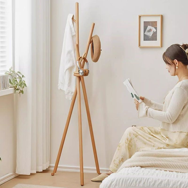 North american beech solid wood coat rack, freestanding garment rack, home clothes rack, vertical clothes room simple coat rack