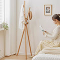 North american beech solid wood coat rack, freestanding garment rack, home clothes rack, vertical clothes room simple coat rack