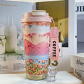 New arrival high-looking lily of the valley coffee cup stainless steel liner thermos cup double drink portable straw water cup goddess cup