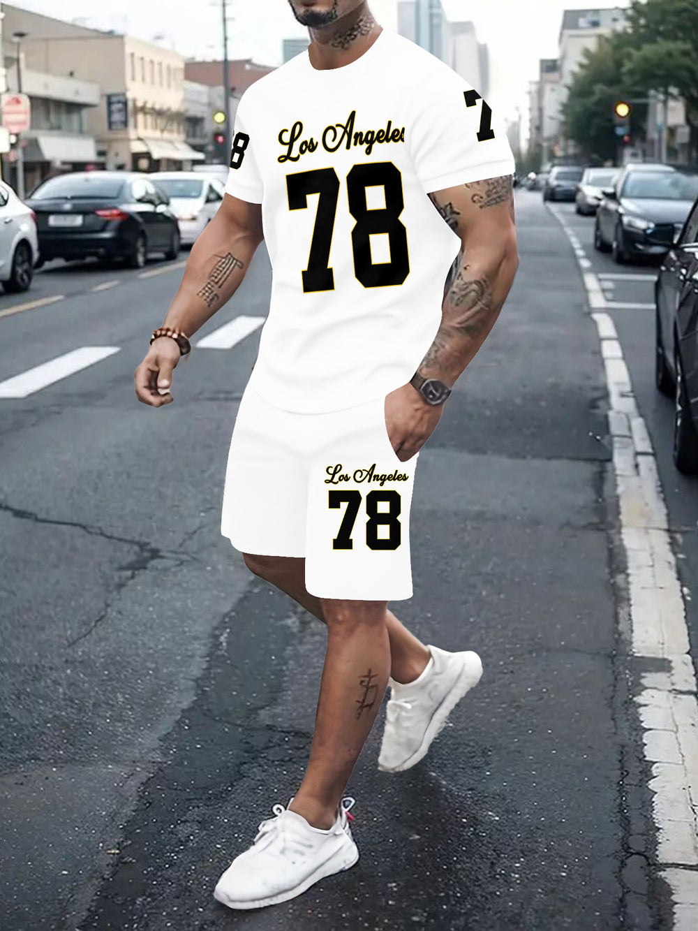 Men's casual sports set - short sleeve & shorts - summer hot seller - cross-border fashion - two-piece leisure outfit