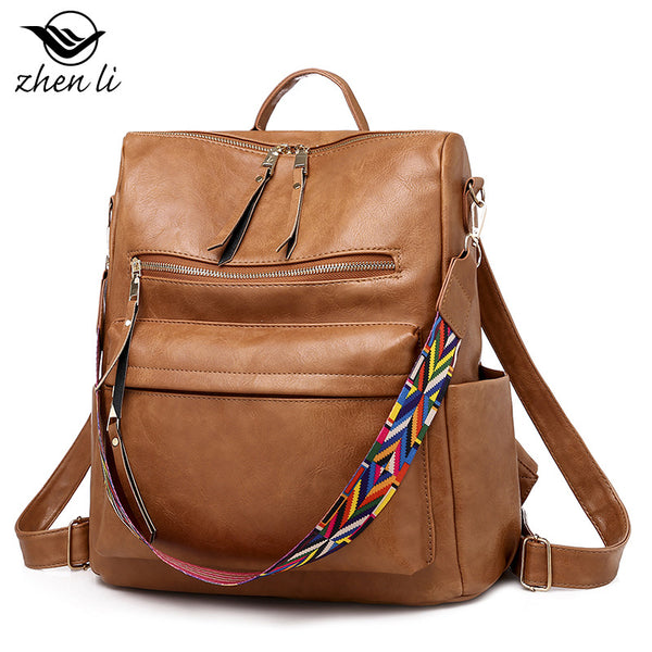 Zhenli retro bag women's large-capacity backpack, niche design women's backpack bags wholesale