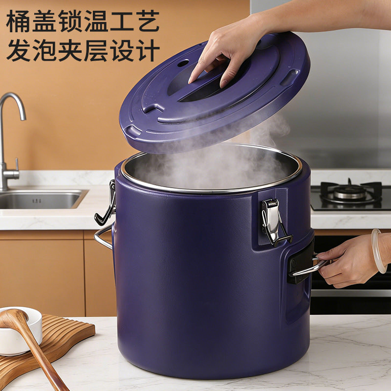 Stainless steel commercial insulation bucket large capacity special milk tea soy milk rice bucket for stall household storage sealed bucket