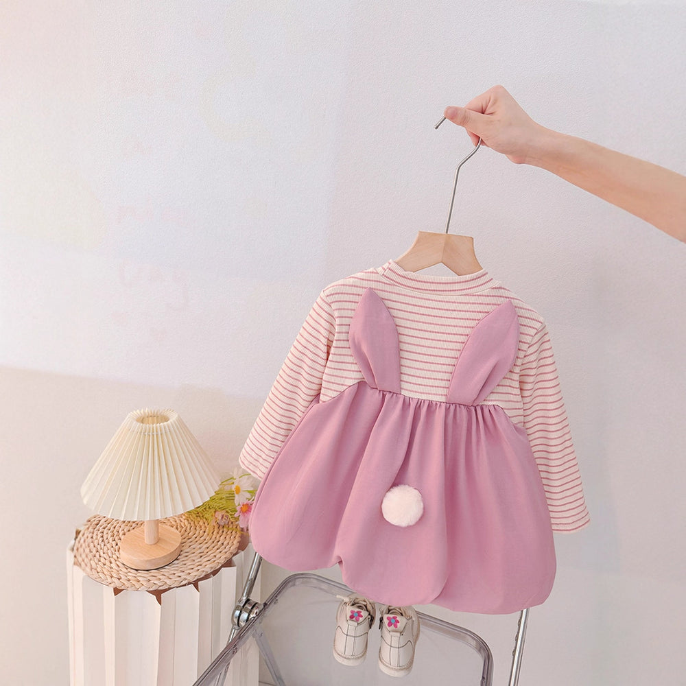 Girls' autumn dress  new collection: stylish long-sleeved suspender dress for little girls - faux two-piece design