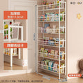 Kitchen door rear storage rack floor-standing punch-free wall-mounted bookshelf iron shelf wall space-saving ultra-thin storage rack