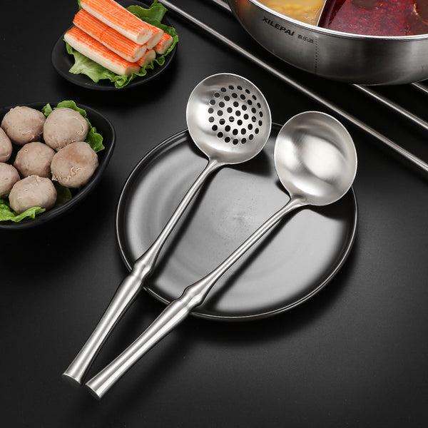 Daoqi 304 stainless steel spoon hotel restaurant long handle colander kitchen household soup hot pot spoon wholesale