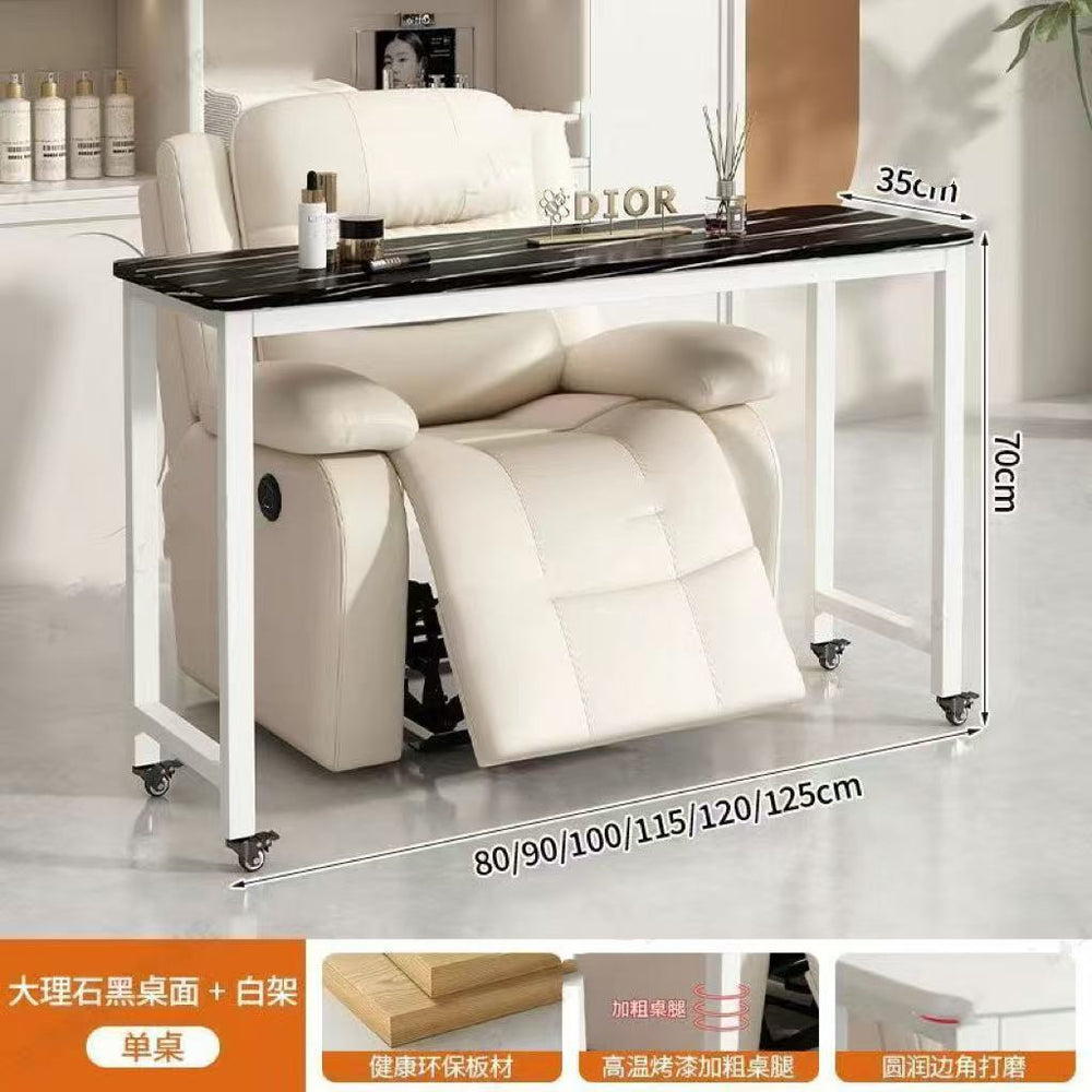Japanese-style single-tier sofa table with wheels - modern minimalist multifunctional nail salon table with pulleys - mobile nail art table