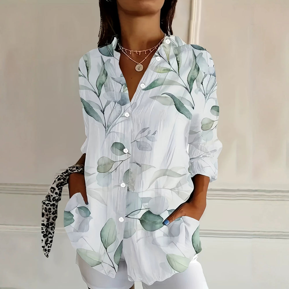 wholesale women's long-sleeved shirts, trendy all-season shirts with popular cross-border print designs, dropshipping available
