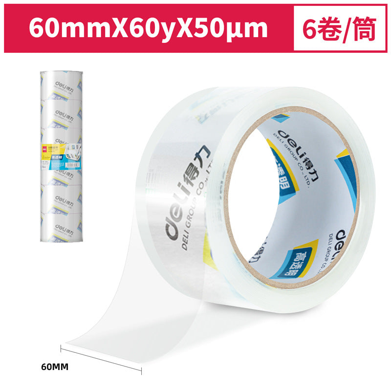 Deli transparent wide tape express packing tape 6cm large roll sealing tape sealing tape wholesale in large quantities of whole boxes