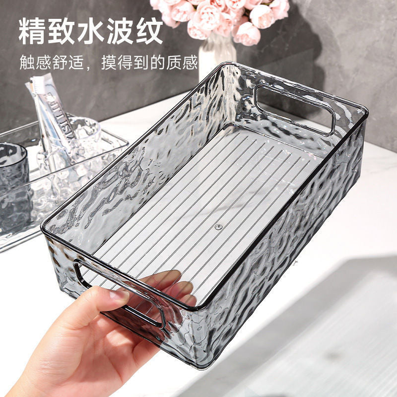 Glacier cosmetic organizer basket - luxury glacier pattern stackable storage box for desktop