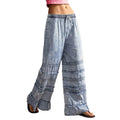 Fashionjeans women's elastic drawstring waist hair patchwork lotus leaf loose pants washed thin casual denim pants