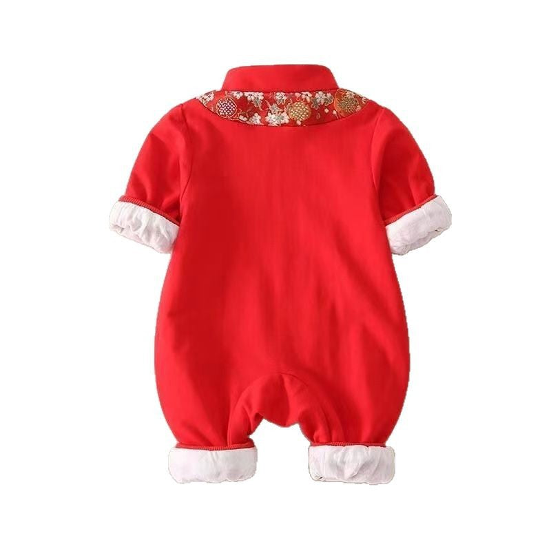 Newborn infant spring autumn stylish first birthday lightweight cotton long-sleeve romper jumpsuit for baby boys and girls, perfect for outdoor wear and full month celebration