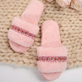 Thick sole fur slippers women's fall and winter indoor and outdoor 2024new arrivalclassy rhinestone stuffed slippers cotton slippers women's shoes