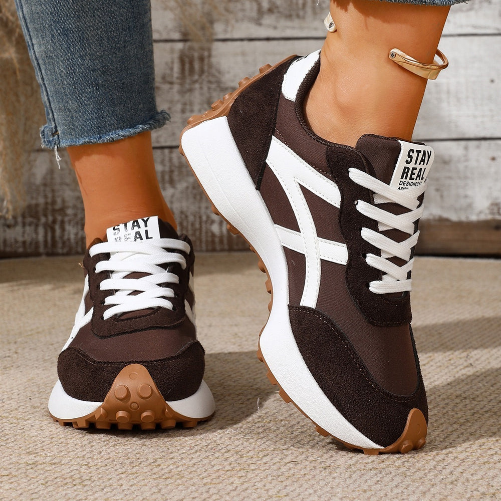 Wholesale women's plus size athletic shoes: new spring korean style, versatile lightweight running shoes, leather casual chunky sneakers