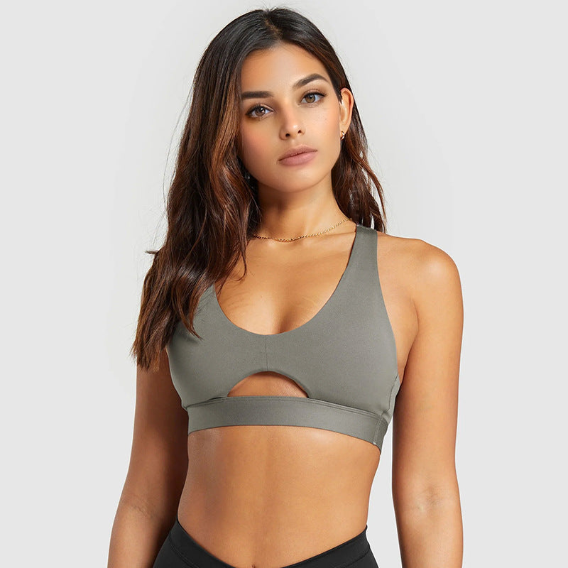 Naked cut out design beautiful back fitness tops running high intensity yoga bra vest halter sports intimates women