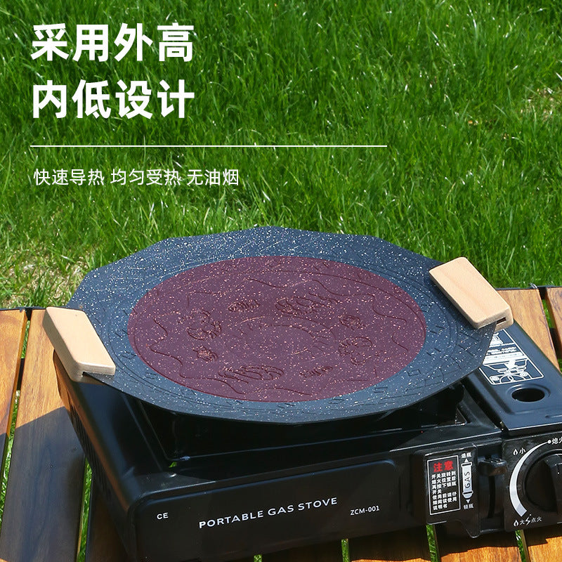 Korean style hexagram cassette oven baking pan outdoor camping non-stick pan medical stone square barbecue pan for home barbecue pan