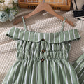 Girls' outfit  summer new arrival: striped two-piece set - tank top & wide-leg pants, european & american fashion style