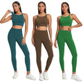 eco-friendly color block activewear set - women's color block open back compression yoga set for running and fitness
