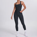 fashion double-sided brushed pure color tight i-shaped back sports suit running fitness yoga clothes two-piece set