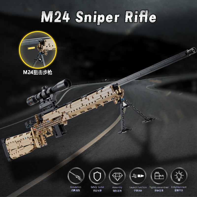 New m24 sniper rifle toy gun - fires building blocks, assembled ornaments, boy's toy, children's educational toy