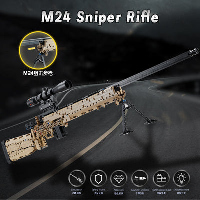New m24 sniper rifle toy gun - fires building blocks, assembled ornaments, boy's toy, children's educational toy