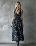european and american halter floral dress -  bestseller, v-neck, slim fit, vacation style midi dress - cross-border e-commerce