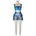 e-commerce source factory: european and american style sexy metallic bandeau top with tassel strap shorts fashion set