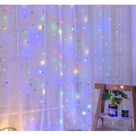 led  remote control usb copper wire curtain light flashing light string light gypsy star bedroom live stream room background decorative light