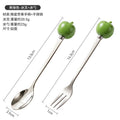 Colorful apple fork and spoon set - creative spoons with stainless steel and ceramic handles for fruit, coffee, cake, and desserts - wholesale
