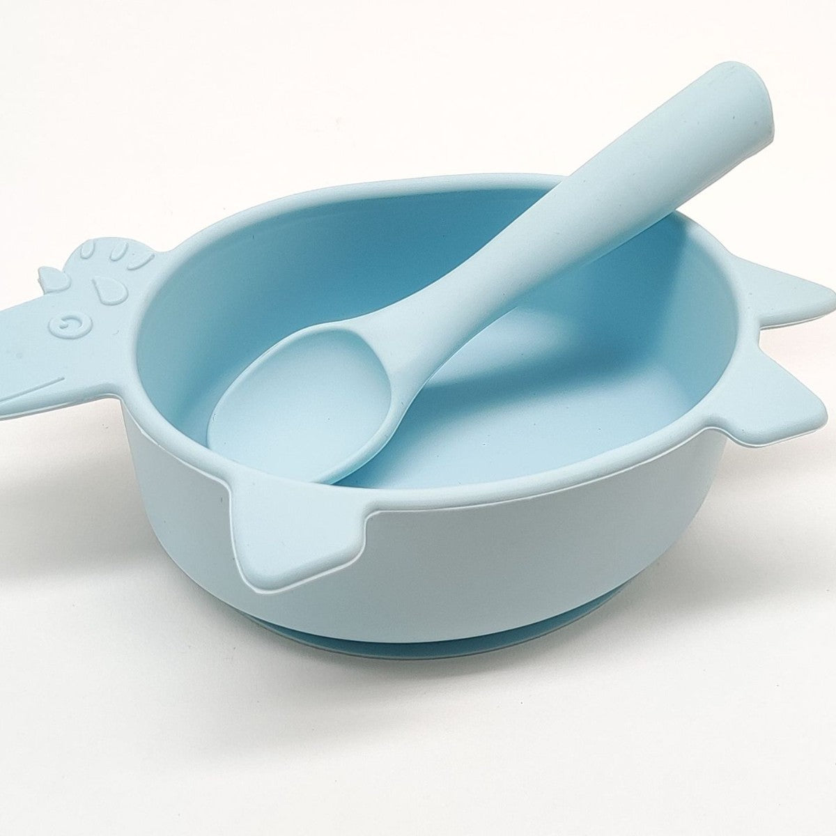 Cross-border hot-selling silicone dinosaur bowls and spoons, Mengqu non-slip tableware two-piece set, baby complementary food silicone bowls and spoons wholesale