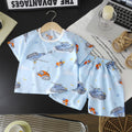 Summer children's cotton silk short-sleeve set: boys' loungewear, girls' cotton silk pajamas, baby air conditioning suit, wholesale children's clothing