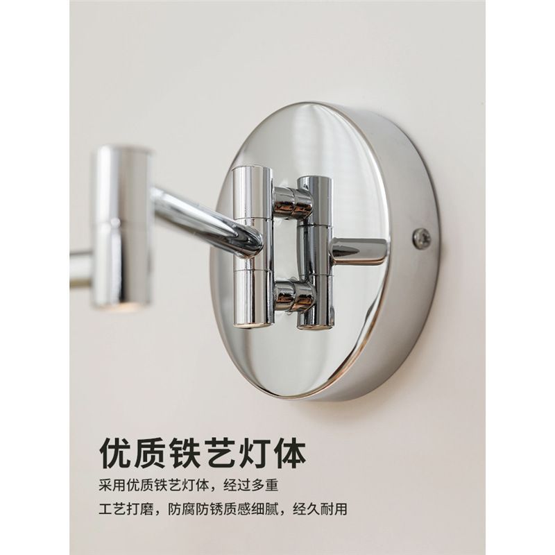 Retrofrench wall lamp rocker arm bedroom bedside lamp wiring-free wiring wall lamp cream style medieval master bedroom long arm lamp