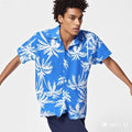 Summernew arrival cross-border kids shirt short-sleeved shirt fried handsome retro beach style printingshirt boys shirt