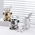Ceramic bear stainless steel fruit fork set - stylish fruit picks, home use, light luxury forks and spoons, wholesale fruit forks