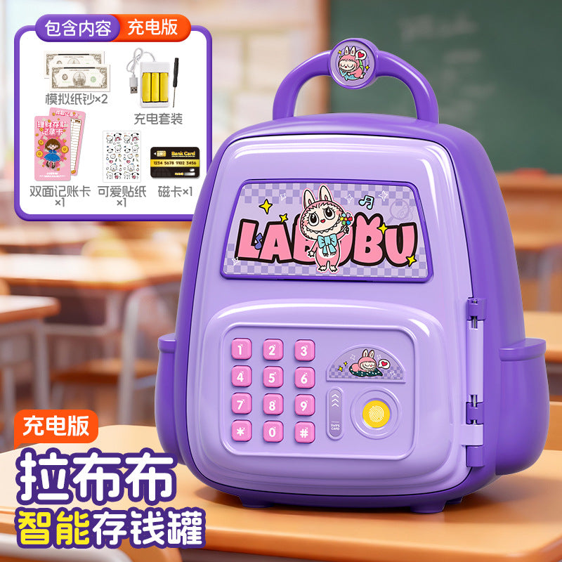 Nezha school bag piggy bank boy good-looking password lock kids toy artificial fingerprint only goes in and out of large capacity