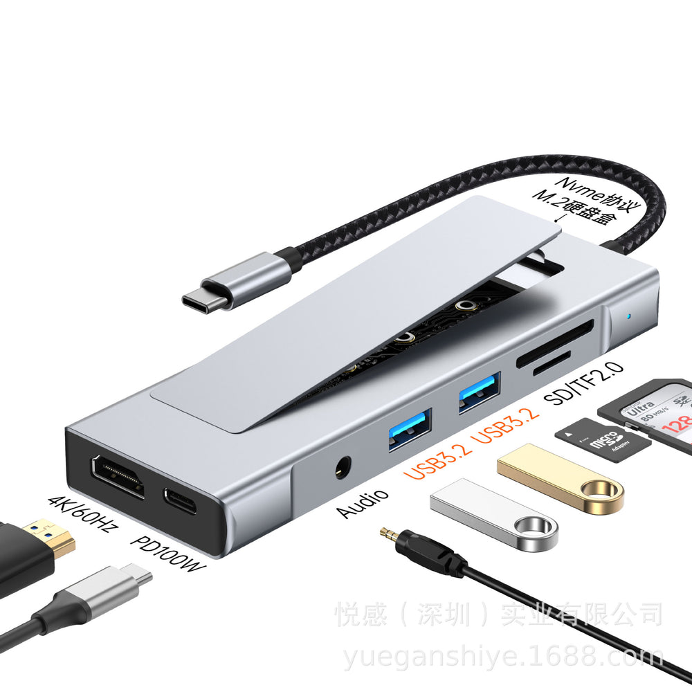 m.2 hard drive enclosure docking station type-c hub3.2 with solid state drive enclosure 10g multi-port docking station