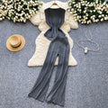 Qianjin feng classy suit autumn winter sleeveless v neckknitting shirt +high waistslimming lookslimming lookloose pantssuit
